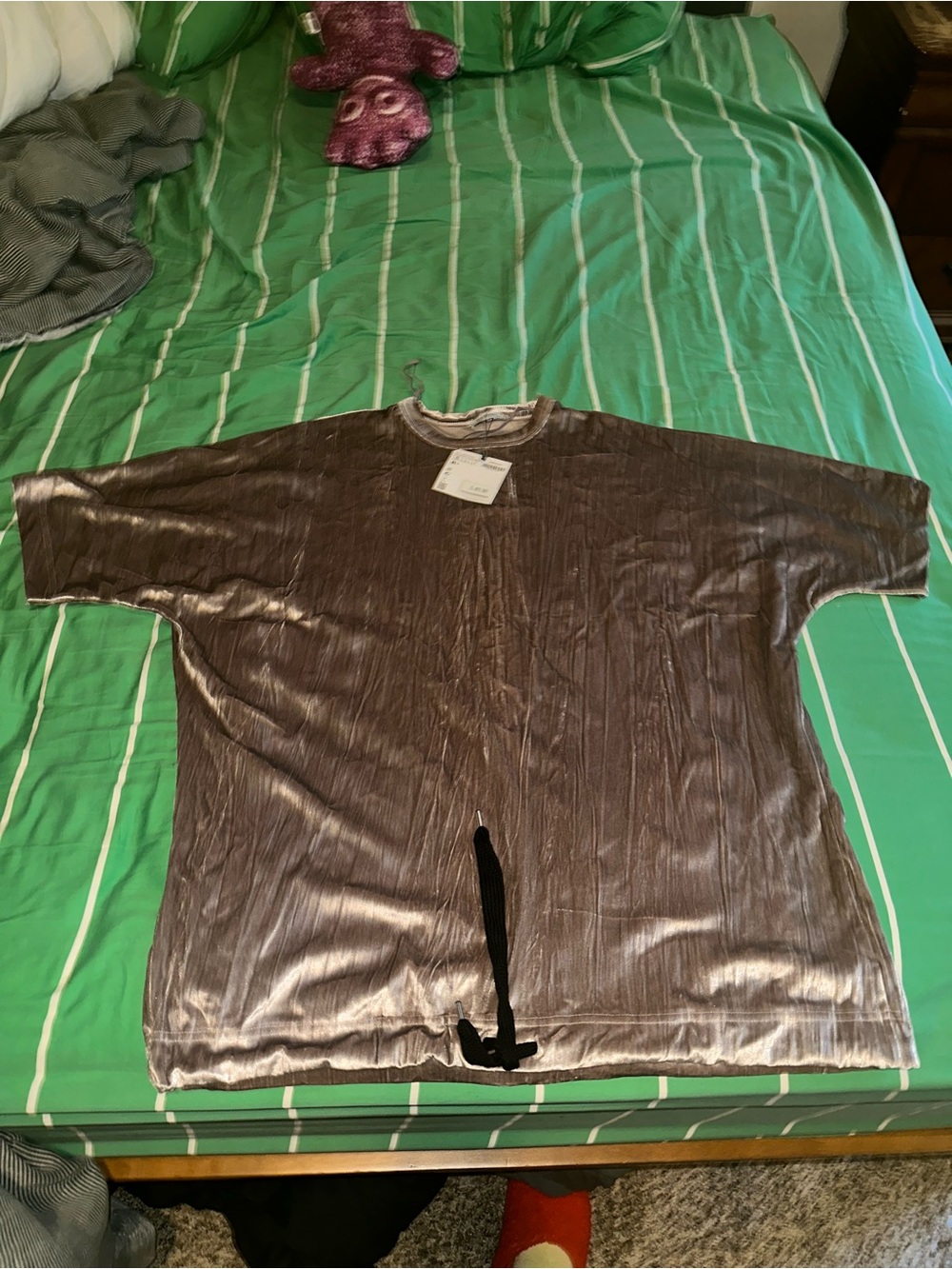 Zara Metallic Champagne Drawstring Tunic NWT